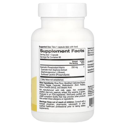 Super Nutrition, Quercetyna Phytosom Quercefit®, 250 mg, 60 kapsułek wegetariańskich