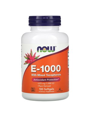 NOW Foods, E-1000 with Mixed Tocopheryls, 670 mg (1,000 IU), 100 Softgels NOW Foods, E-1000 with Mixed Tocopheryls, 670 mg (1,000 IU), 100 Softgels