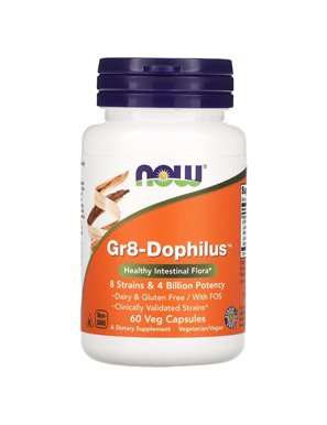 NOW Foods, Gr8-Dophilus, 60 Vegetarian Capsules NOW Foods, Gr8-Dophilus, 60 Vegetarian Capsules