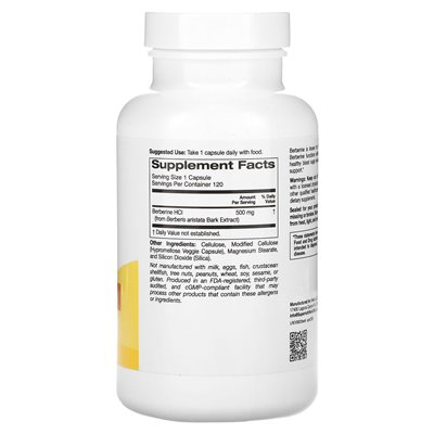 Super Nutrition, Berberine HCI, 500 mg, 120 kapsułek wegetariańskich
