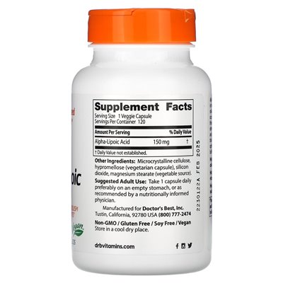Doctor Best, Alpha-Liponsäure 150, 150 mg, 120 vegetarische Kapseln