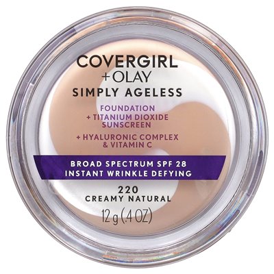 Covergirl, Olay Just Ageless, Foundation, SPF 28, 220 Creamy Natural, 0,4 uncji (12 g)