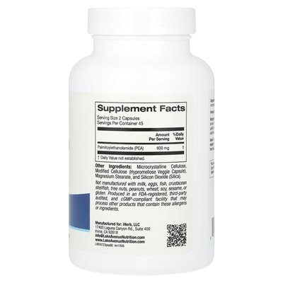 Lake Avenue Nutrition, Pea (Palmitoiloetanolamid), 90 kapsułek wegetariańskich