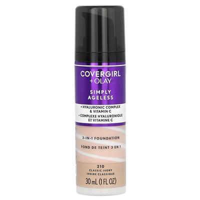 Covergirl, Olay Just Ageless, 3-in-1 Foundation, 210 Classic Ivory, 1 Fl Oz (30 ml) Covergirl, Olay Just Ageless, 3-in-1 Foundation, 210 Classic Ivory, 1 Fl Oz (30 ml)