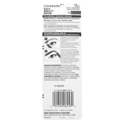 Covergirl, Easy Breezy Brow, Füll- und Definitionsstifte, 505 Rich Brown, 0,06 oz (1,7 g)