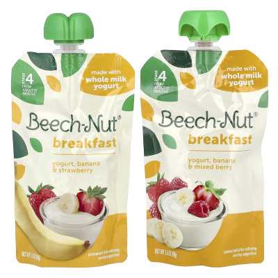 Beech-Nut, Śniadanie, Pakiet Różnych, Etap 4, 9 torebek, 3.5 uncji (99 g) każda Beech-Nut, Śniadanie, Pakiet Różnych, Etap 4, 9 torebek, 3.5 uncji (99 g) każda