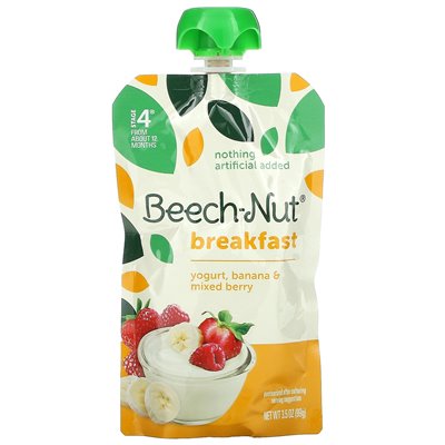 Beech-Nut, Śniadanie, 12+ Miesięcy, Jogurt, Banana & Mieszany Owoc, 12 Puszek, 3.5 uncji (99 g) Każda