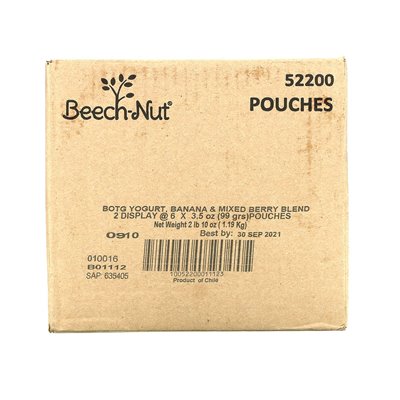 Beech-Nut, Śniadanie, 12+ Miesięcy, Jogurt, Banana & Mieszany Owoc, 12 Puszek, 3.5 uncji (99 g) Każda
