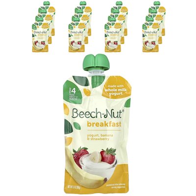 Beecch-Nut, Śniadanie, 12+ Miesięcy, Jogurt, Banan & Truskawka, 12 Puszek, 3.5 oz (99 g) Każda