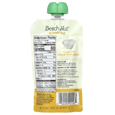 Beecch-Nut, Śniadanie, 12+ Miesięcy, Jogurt, Banan & Truskawka, 12 Puszek, 3.5 oz (99 g) Każda