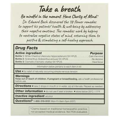 Bach, Clarity of Mind Focus Kit, 3 Droppers, 0.7 fl oz (20 ml) Each