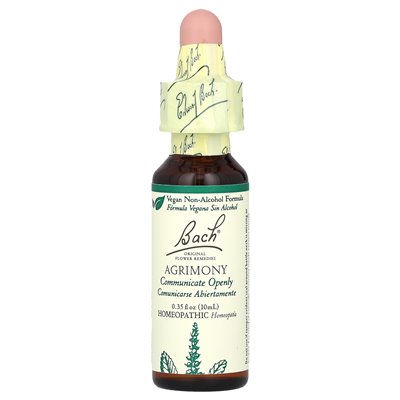 Bach, oryginalne środki zaradcze kwiatów, agrimony, 0,35 fl oz (10 ml)