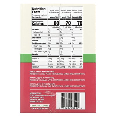 Beech-Nut, Fruities, 6+ Months, Variety Pack, 9 Pouches, 3.5 oz (99 g) Each Beech-Nut, Fruities, 6+ Months, Variety Pack, 9 Pouches, 3.5 oz (99 g) Each