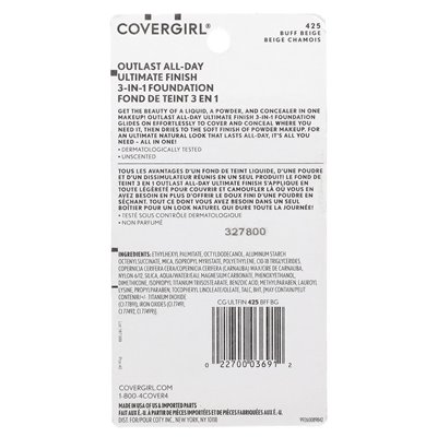 Covergirl, Outlast All-Day, Ultimate Make-up 3-in-1 Foundation, 425 Buff Beige, 0,4 Unzen (11 g)