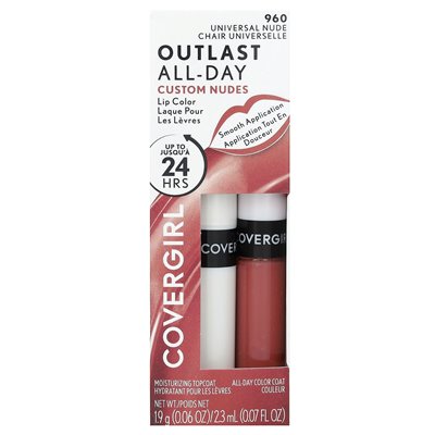 Covergirl, Outlast All-Day, Lip Color, Custom Nudes, 960 Universal Nude, 2-Piece Set