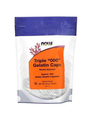NOW Foods, Triple "000" Gelatin Capsules, Approx 200 Empty Gelatin Capsules, 1.16 oz (33 g)