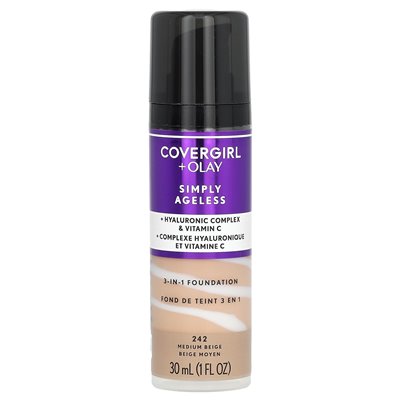 Covergirl, Olay Just Ageless, 3-in-1 Foundation, 242 Medium Beige, 1 Fl Oz (30 ml) Covergirl, Olay Just Ageless, 3-in-1 Foundation, 242 Medium Beige, 1 Fl Oz (30 ml)