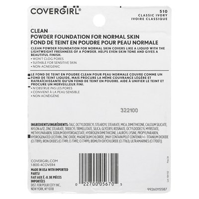 Covergirl, Clean, Puderfoundation, 510 Classic Ivory, 0,41 Unzen (11,5 g)