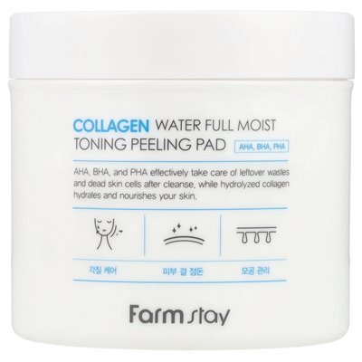 Farmstay, kolagen woda pełna wilgotna podkładka obierająca, 70 podkładek, 5,07 fl oz (150 ml)