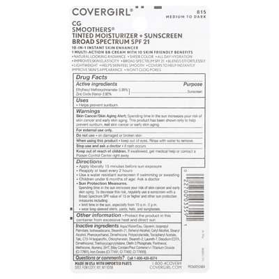 Covergirl, CG Smoothers, BB-Creme, LSF 21, 815 Mittel bis Dunkel, 1,35 fl oz (40 ml)