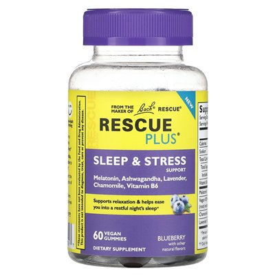 Bach, Rescue Plus, Schlaf- und Stressunterstützung, Blaubeere, 60 Tabletten
