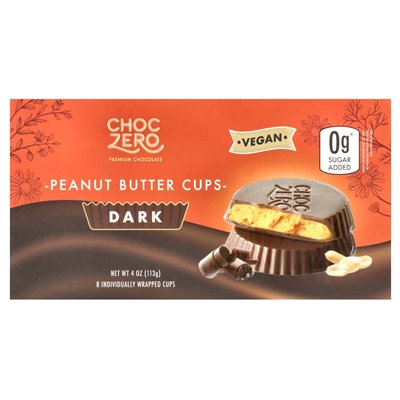 Choczero, Peanut Butter Cups, Dark Chocolate, 8 Individually Wrapped Cups, 4 Ounces (113 G)
