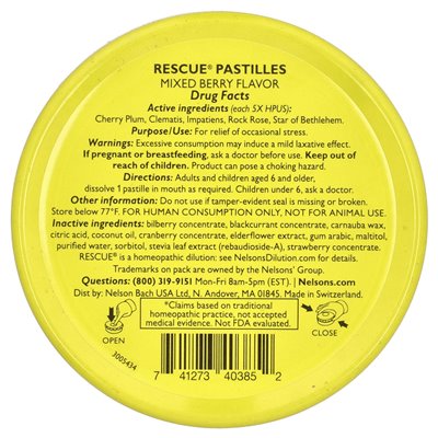Bach, Rescue® Pastilles, STRETLES, Mieszana jagoda, 35 pastille, 1,7 uncji (50 g)