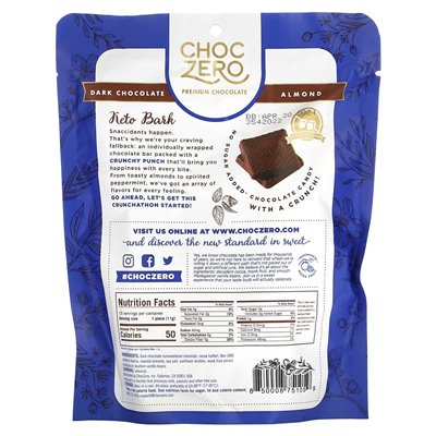 Choczero, kora ketowa, ciemna czekolada z solą morską, migdał, 15 mini paczek, 6 uncji (170 g) Choczero, kora ketowa, ciemna czekolada z solą morską, migdał, 15 mini paczek, 6 uncji (170 g)