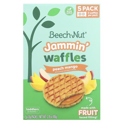 Buk-nut, Jammin 'gofles, 12+ miesięcy, brzoskwiniowe mango, 5 paczek, 0,56 uncji (16 g) każdy