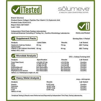 Solumeve, Marine Collagen Peptides Plus Vitamin C & Hyaluronic Acid, Lemon, 30 Packets, 0.19 oz (5.38 g) Each