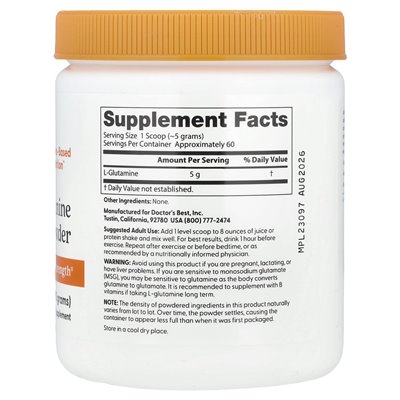 The Best Pure L-Glutamine Powder, 10.6 oz (300 g)