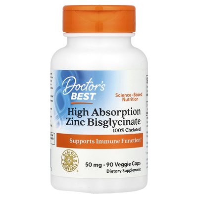 Bestes hochabsorbierbares Zinkbisglycinat, 50 mg, 90 vegetarische Kapseln