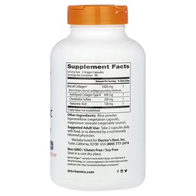 Best Doctor, Hyaluronic Acid + Chondroitin Sulfate with BioCell Collagen, 180 Vegetarian Capsules