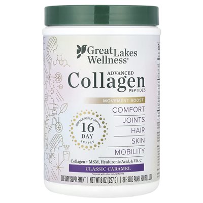 Wellness Great Lakes, zaawansowane peptydy kolagenowe, klasyczny karmel, 8 uncji (227 g)