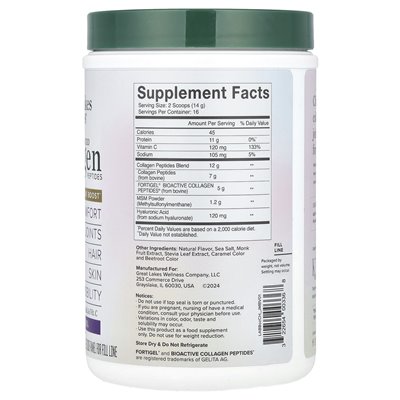 Wellness Great Lakes, zaawansowane peptydy kolagenowe, klasyczny karmel, 8 uncji (227 g)