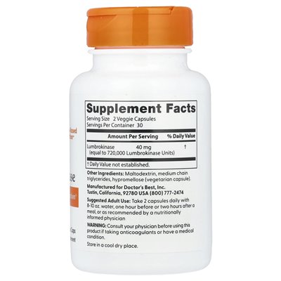 Best, Lumbrokinase, 60 vegetarische Kapseln