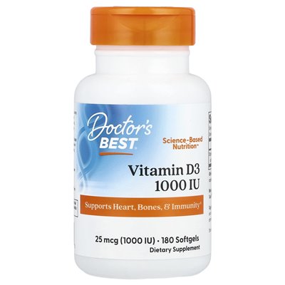 Doctor's Best, Witamina D3, 25 mcg (1000 IU), 180 Softgeli Doctor's Best, Witamina D3, 25 mcg (1000 IU), 180 Softgeli