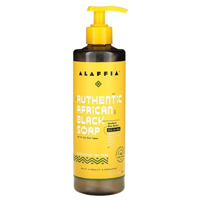 Alaffia, autentyczne afrykańskie czarne mydło, eukaliptusowe drzewo herbaciane, 16 fl oz (476 ml)