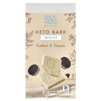 Choczero, Keto Bark, weiße Schokolade, Cookies & Cream, 8 einzeln in Folie verpackt, 3,2 oz (90 g)