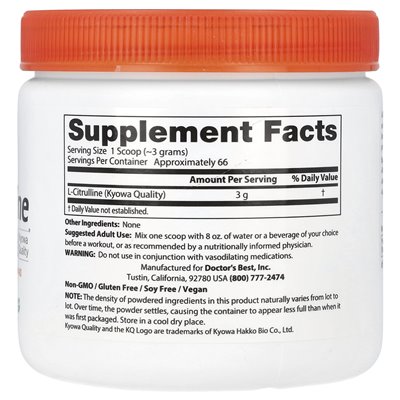 Doctor's Best, L-Cytrynian L-Citrulliny, 7 uncji (200 g) Doctor's Best, L-Cytrynian L-Citrulliny, 7 uncji (200 g)