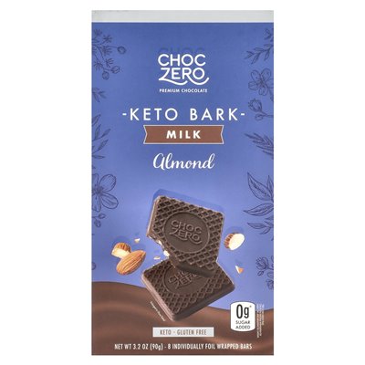 Choczero, keto bark, milk chocolate, almond, 8 individually foil wrapped, 3.2 oz (90 g)