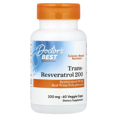 Doctor's Best, Trans-resveratrol 200, 200 mg, 60 Vegetarian Caps