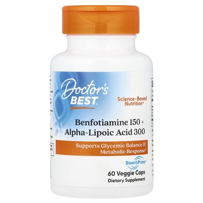 Doktor's Best, Benfotiamine 150 + ALPHA-lipoin acid 300, 60 veggies