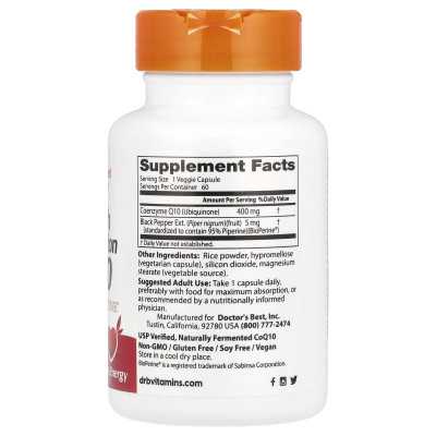 Doctor Best, hochabsorbierbares COQ10 mit Bioperine®, 400 mg, 60 vegetarische Kapseln