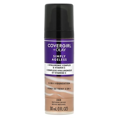 Covergirl, Olay Just Ageless, 3-in-1 Foundation, 240 Natural Beige, 1 Fl Oz (30 ml) Covergirl, Olay Just Ageless, 3-in-1 Foundation, 240 Natural Beige, 1 Fl Oz (30 ml)