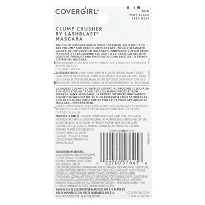 Covergirl, Lash Blast, tusz do rzęs Clume Crusher, 800 bardzo czarny, 0,44 uncji (13,1 ml) Covergirl, Lash Blast, tusz do rzęs Clume Crusher, 800 bardzo czarny, 0,44 uncji (13,1 ml)
