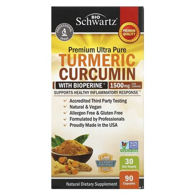 Bioschwartz, Curcumin Curcumin mit Bioperine, 1500 mg, 90 Kapseln (500 mg pro Kapsel)