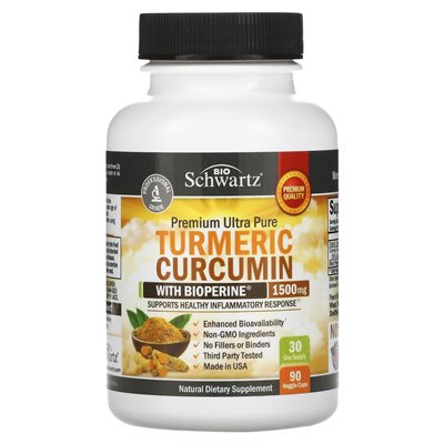 Bioschwartz, Curcumin Curcumin mit Bioperine, 1500 mg, 90 Kapseln (500 mg pro Kapsel)