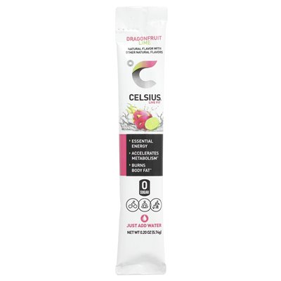 Celsjusz, Live Fit, Dragonfruit Lime, 14 opakowań na gie, 0,2 uncji (5,74 g)