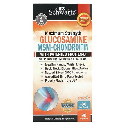 Bioschwartz, Glucosamine MSM + Chondroitin with Patented Fruitex-B, 90 Capsules